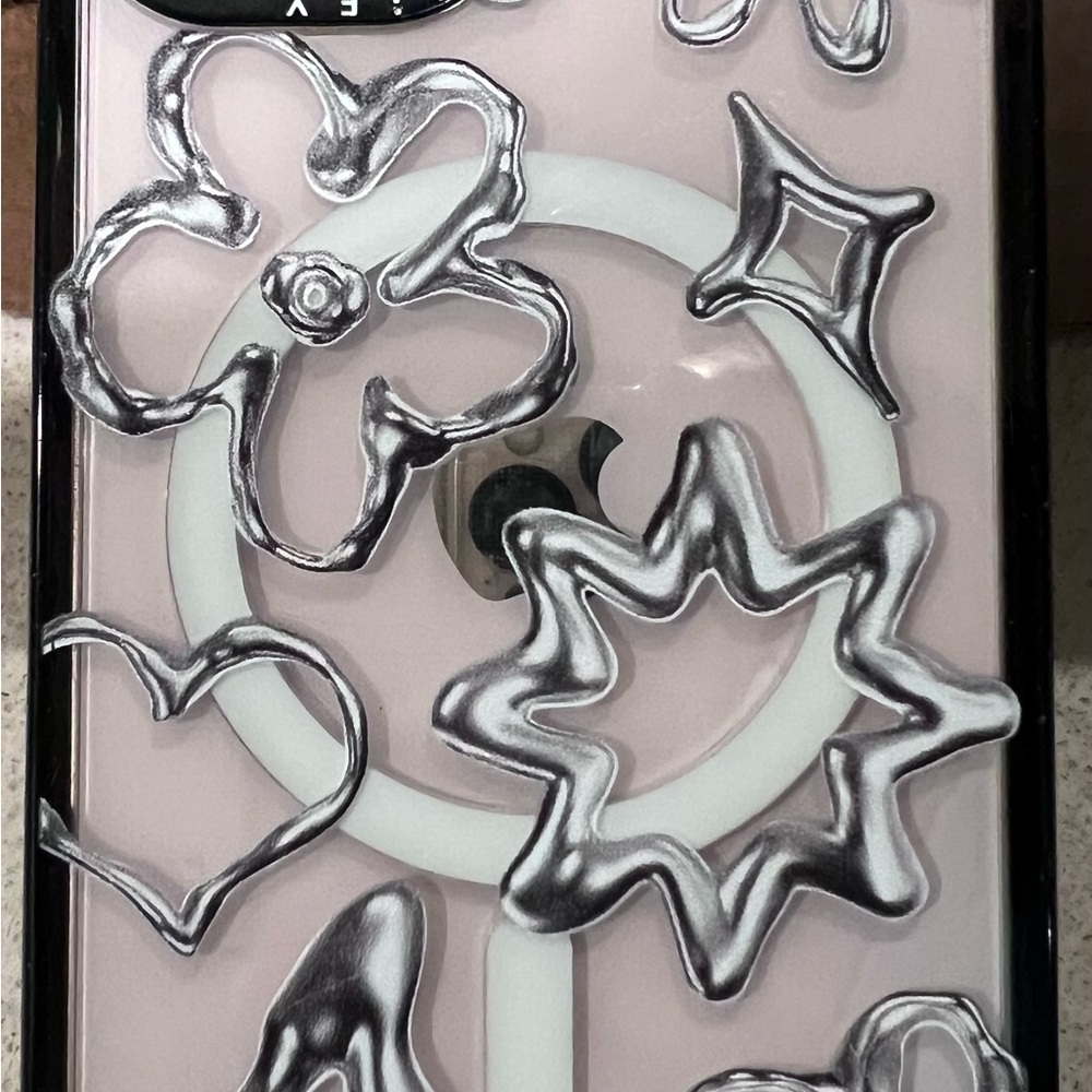 iPhone 13 Casetify Silver Floral Phone Case. MagSafe